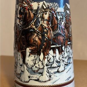 Collectible Holiday Budweiser Stein. A Hitch on a Winter's Evening, 1989